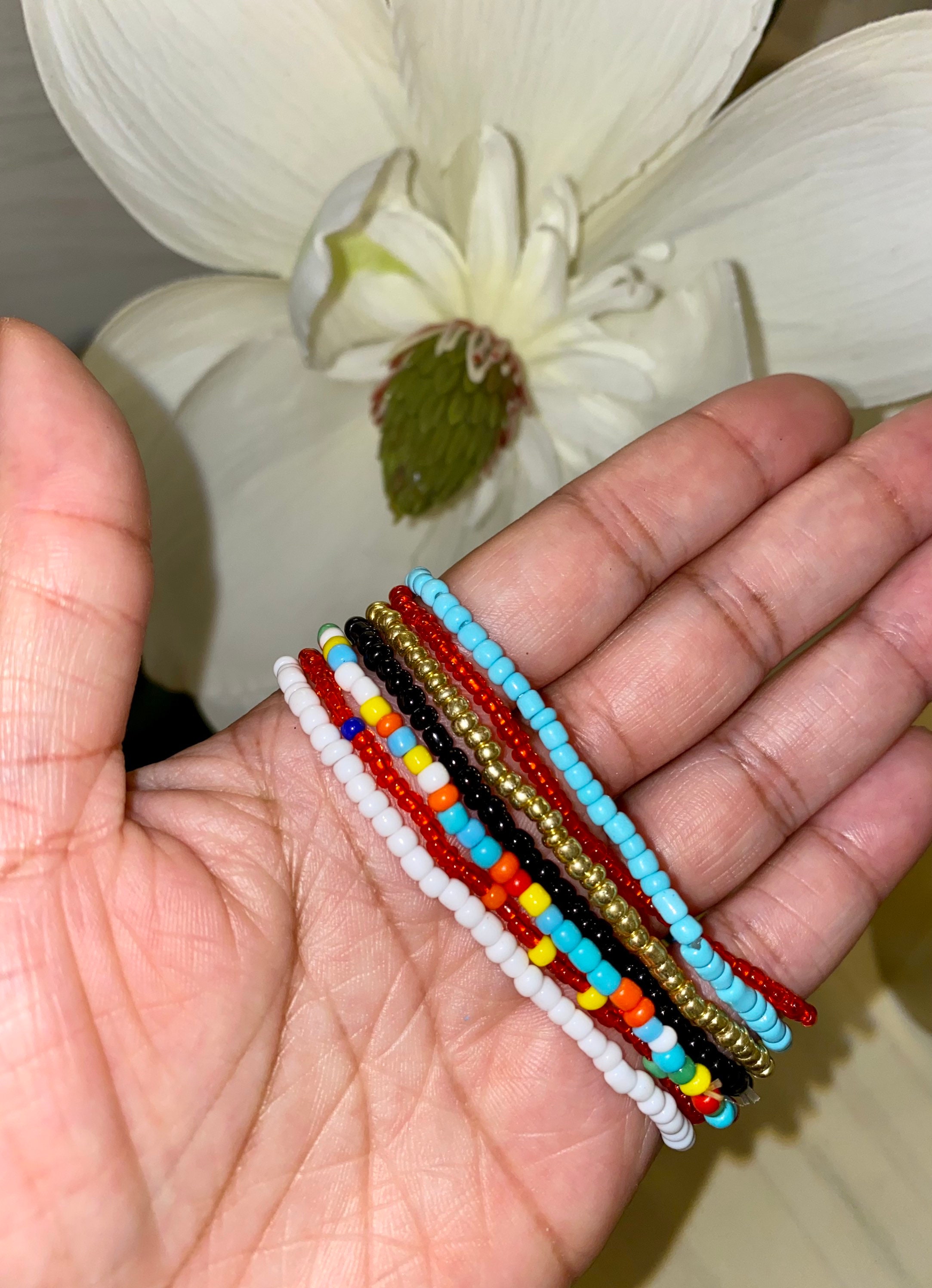 Multicolor Seed Bead Bracelet Set Etsy