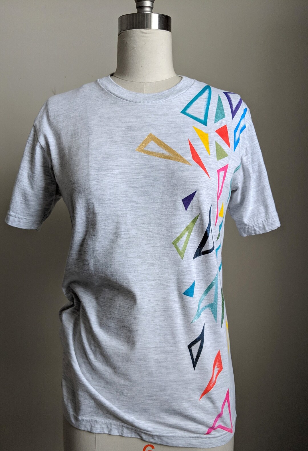 Hand Painted T-shirt - Triangles - Etsy