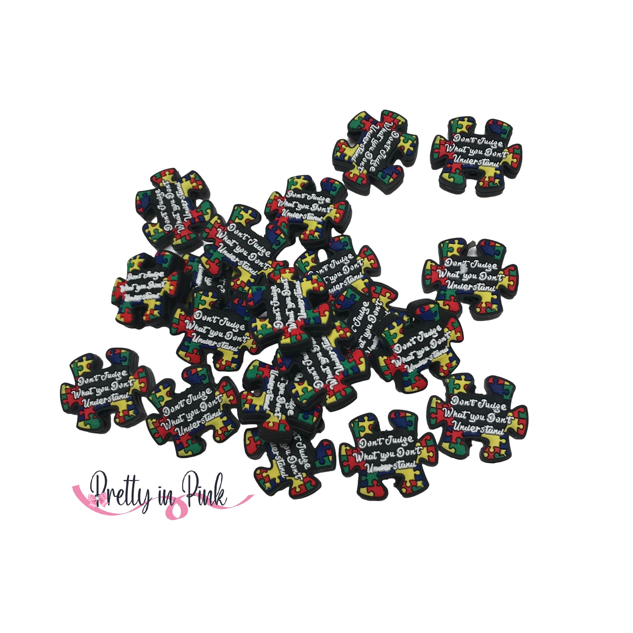 Lot De 14 Perles En Silicone Pour Sensibilisation Autisme - 7 Styles, Pour Bracelets DIY, Bijoux