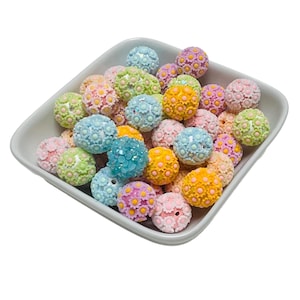 20mm Ball Beads Mixed Flower Fancy Beads Chunky Beads, Fancy Beads for Pen DIY