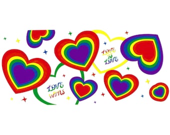 1 Rainbow Hearts 16oz UV DTF Wrap