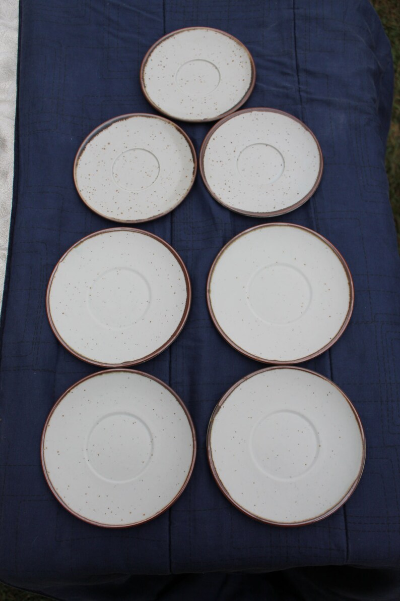 Otagiri Bittersweet Saucer Set of Seven Vintage 1970s Japanese Stoneware