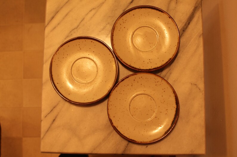 Otagiri Bittersweet Saucer Set of Seven Vintage 1970s Japanese Stoneware