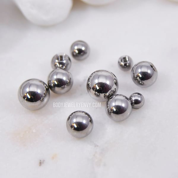 Silver End Beads Pack for 14g 12g 10g Choose Size 316L Surgical Steel Extra Balls Externally Threaded Body Jewelry Replacement Spare Part