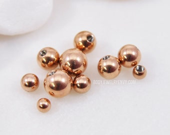 Rose Gold End Beads Pack for 14g 12g 10g Choose Size 316L Surgical Steel Extra Balls Externally Threaded Body Jewelry Replacement Spare Part