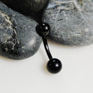 Schwarz Achat Bauch Ring, wählen Sie Farbe 316L Chirurgenstahl Bauch Ring Silber / Gold / Rose Gold / Schwarz, Bauchnabel Piercing 14G 14 Gauge Bar, Stein Edelstein