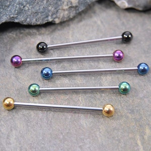 Mixed Colors Industrial Bar 14g 316L Stainless Surgical Steel Upper Ear Cartilage Barbell Piercing Jewelry Blue Green Purple Rose Gold Black