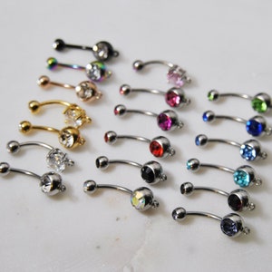 Add-a-charm Navel Ring, 1/5/10 Pcs 14g 316L Surgical Steel Gold/rose ...