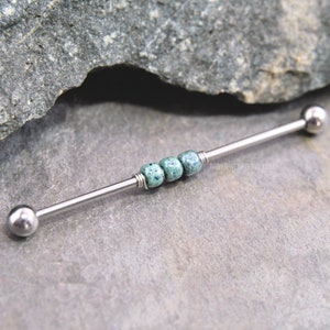 Beaded Industrial Bar, 14g 50mm/51mm, Silver 316L Stainless Surgical Steel, Choose 92 Colors Cartilage Piercing Barbell Extra Long Length