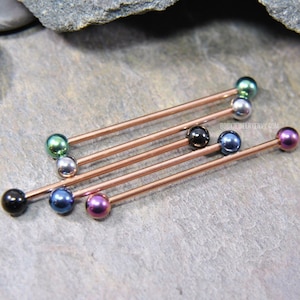 Rose Gold IP Mix Color Industrial Bar 14g 316L Stainless Surgical Steel Upper Ear Cartilage Barbell Piercing Jewelry Blue Green Purple Black
