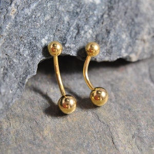 16g Mini Belly Ring, Gold IP 316L Stainless Surgical Steel 16g 6mm/8mm/10mm, Small Short Size Belly Bar Tiny Navel Cartilage Rook Piercings
