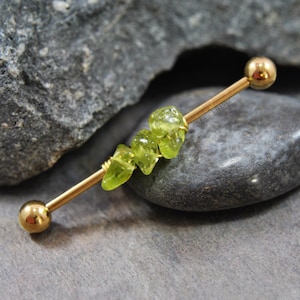 Peridot Wire Wrap Industrie Bar 316L Edelstahl Chirurgenstahl Knorpel Piercing Wählen 16g 14g 30 mm 32 mm 35 mm 38 mm Gold Rose Gold Schwarz