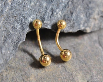 16g Mini Belly Ring, Gold IP 316L Stainless Surgical Steel 16g 6mm/8mm/10mm, Small Short Size Belly Bar Tiny Navel Cartilage Rook Piercings