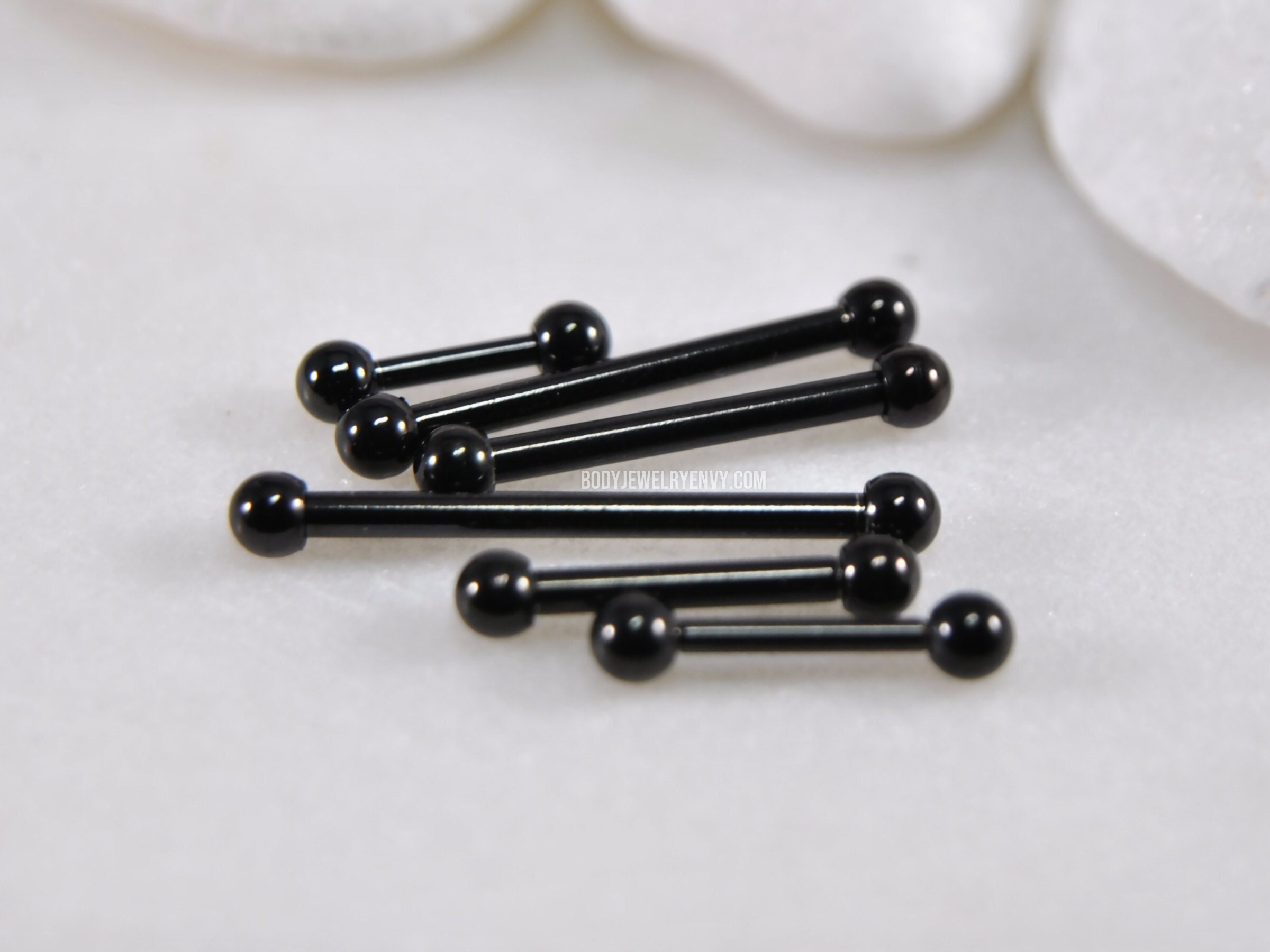 Small Straight Barbell, Black IP 316L Surgical Steel, Tiny End Beads Choose 16g/14g 6mm-25mm Basic Piercing Ear Cartilage Bar SINGLE or PAIR