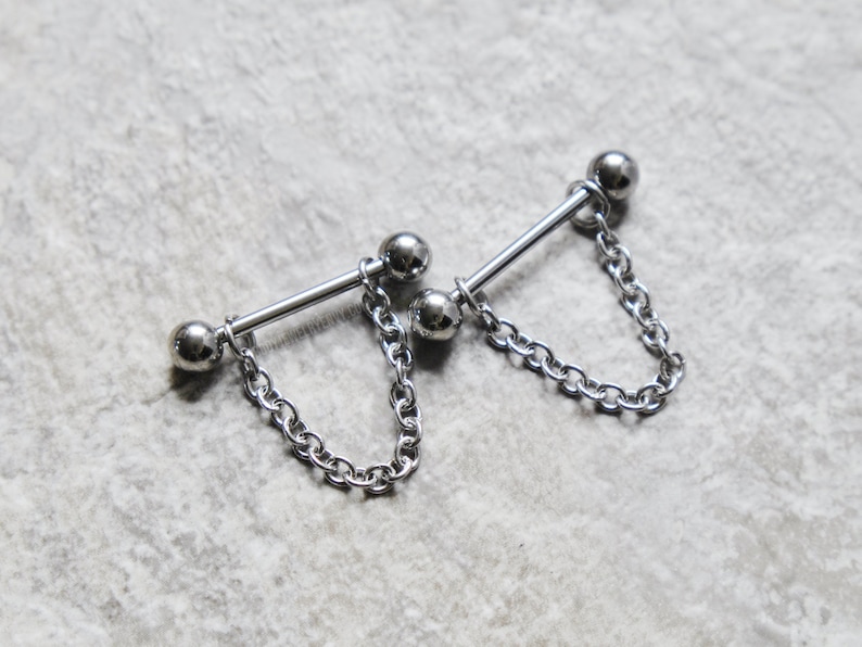 Chain Nipple Barbell 12g 14g 16g - Etsy