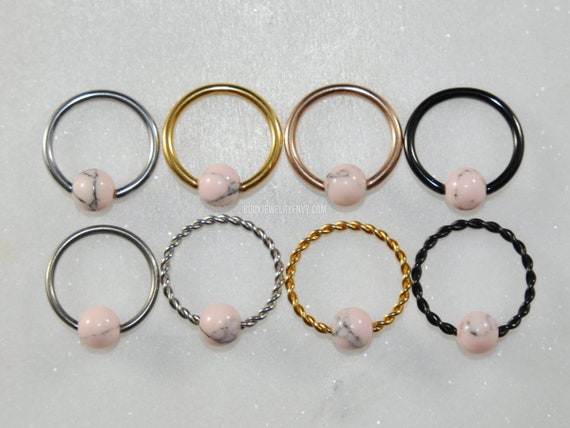 1 Pair 4g 9//16 Inch Black Anodized Surgical Steel Captive Bead Ring