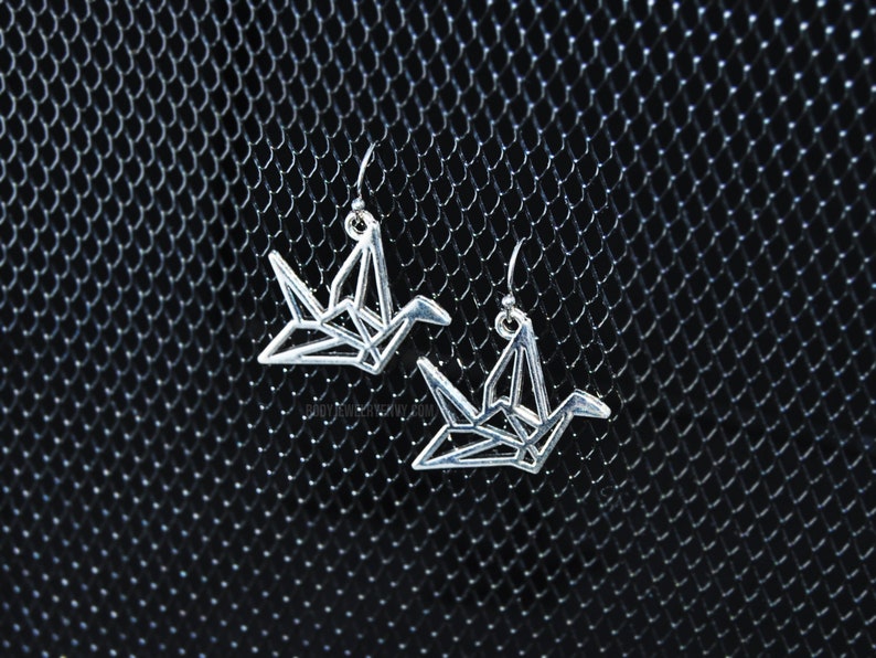 Origami Crane Earrings Geometric Earrings Paper Bird Etsy