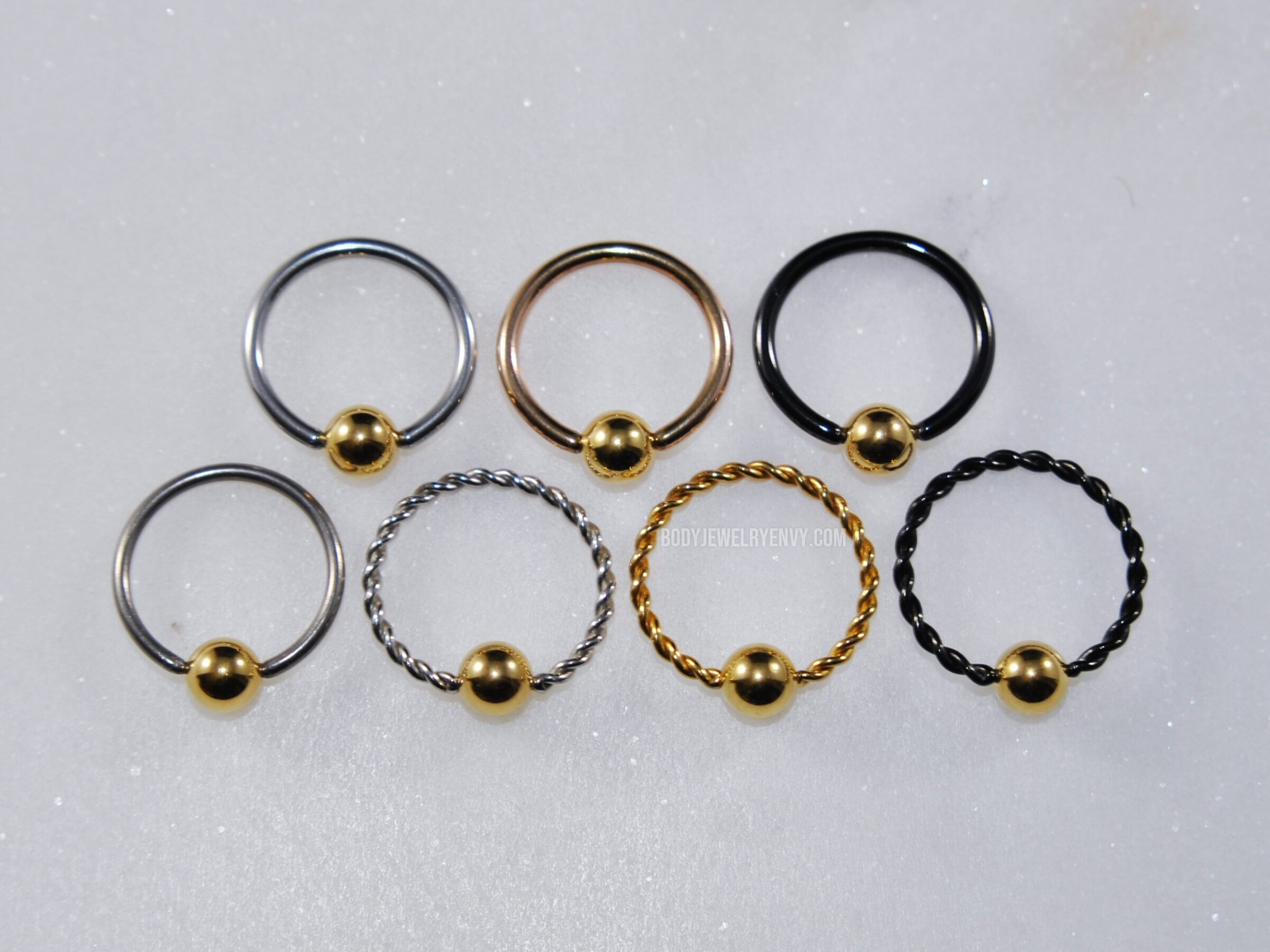 thumbnail image 2 of Gold Plated 316L Surgical Steel Opal Captive Bead Ring – Nose, Lip, Ear Cartilage 2 of 5