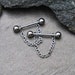 Chain Nipple Barbell 12g 14g 16g 10mm/11mm/12mm/14mm/16mm/19mm, 316L Stainless Surgical Steel, Unisex, Choose Size, Silver, SINGLE or PAIR 
