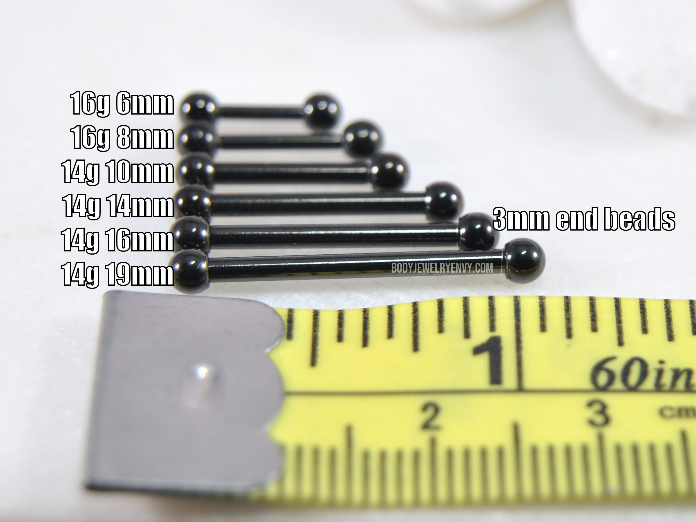 正規品 DimMoire Piercing肋骨BIG T Black Titanium Straight Barbell Tongue Ring Body Piercing 8 Thru 4