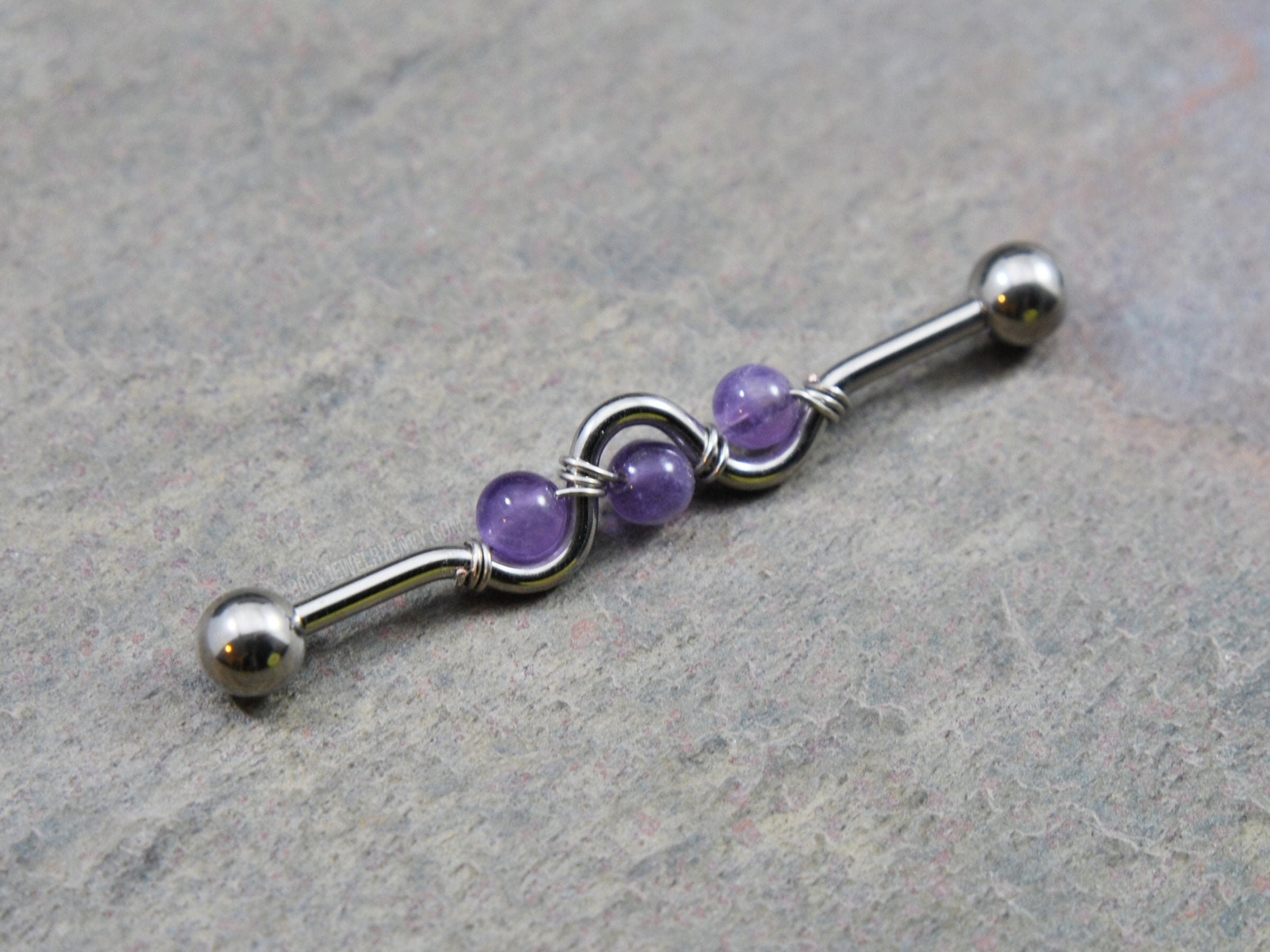 Amethyst Crystal Wirewrapped Industrial Bar 14g Etsy UK