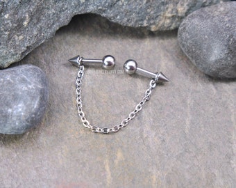 Spike Chain Industrial Bar 16g 14g 6mm-51mm 316L Surgical Steel
