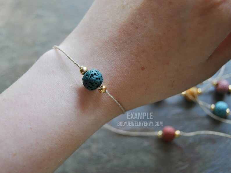 Lava Stone Bead Tieon Hemp Bracelet Black Hemp Cord & Rose Etsy