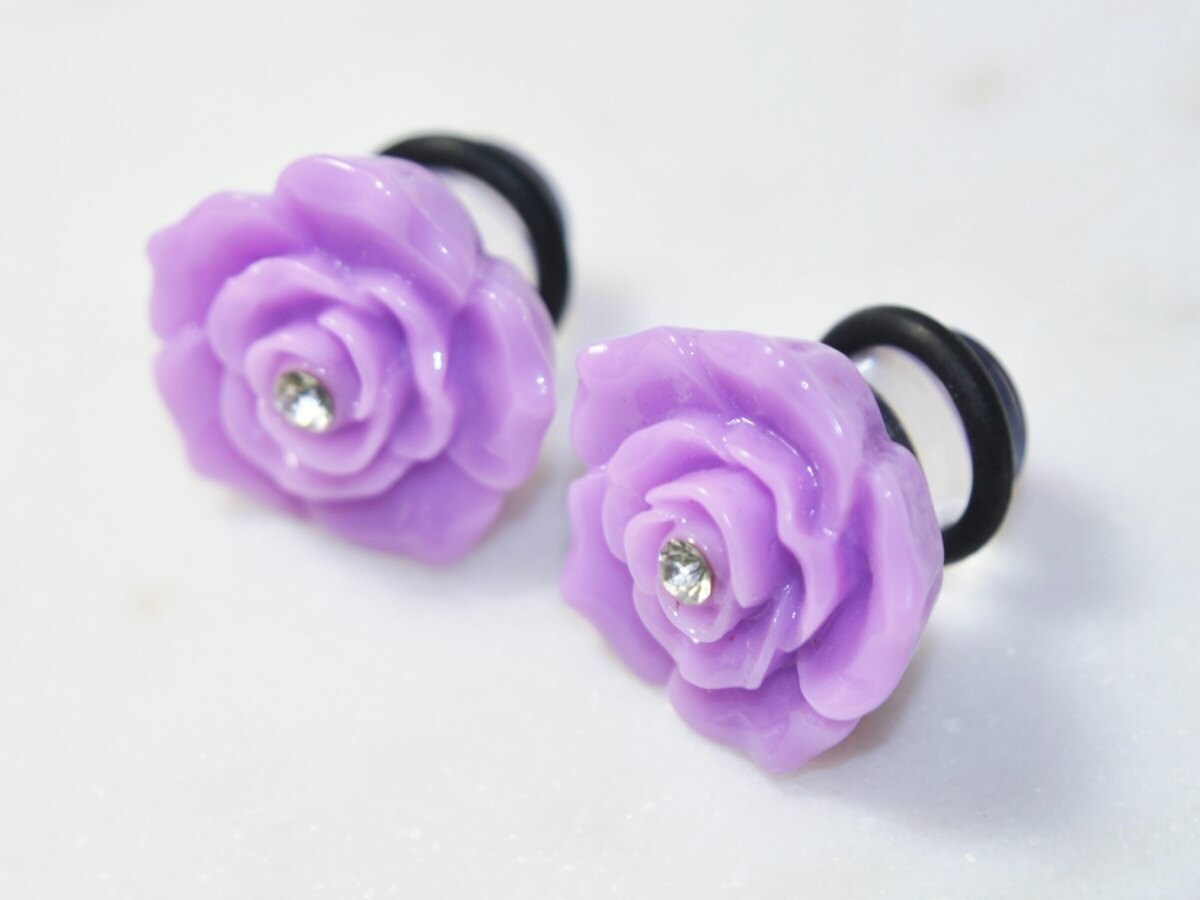 Plugs 2g 0g 00g Lavender Flower 6mm 8mm 10mm Stretched Ears - Etsy