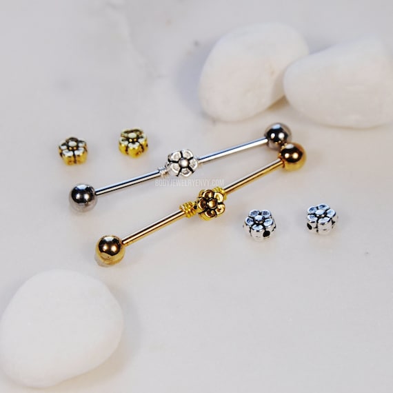 316L Surgical Steel Double Flower Industrial Barbell 316L Surgical Steel Double Flower Industrial Barbell