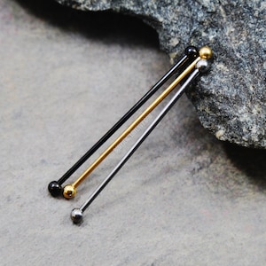 Small Industrial Bar 16g 14g 316L Surgical Steel 38mm 35mm 32mm 30mm Silver Gold Rose Black Ear Cartilage Barbell Scaffold Piercing Tiny End image 10