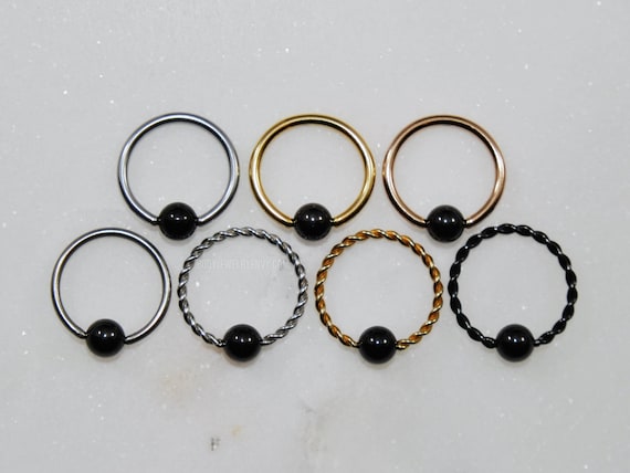 SHINY BLACK Captive Bead Ring Surgical Steel titanium Choose Size 20g 18g 16g 14g Color Silver rose Gold black Style Plain braided CBR Etsy Canada