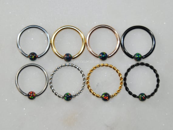 1 Pair 4g 9//16 Inch Black Anodized Surgical Steel Captive Bead Ring