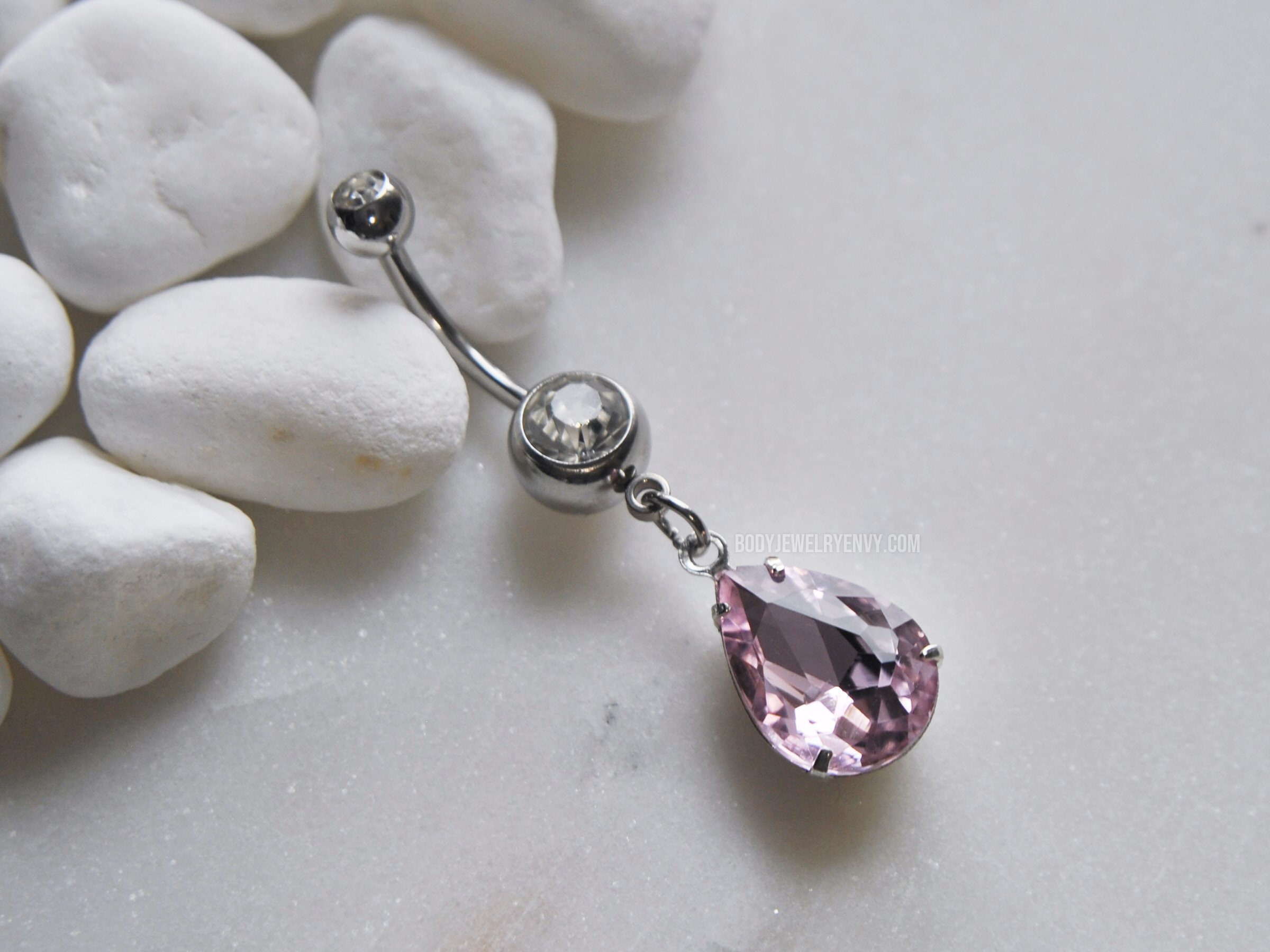1.6mm Sold Individually Star Sparkle Glass-Gem Curve Dangle Belly Button Ring 14 GA - Blue