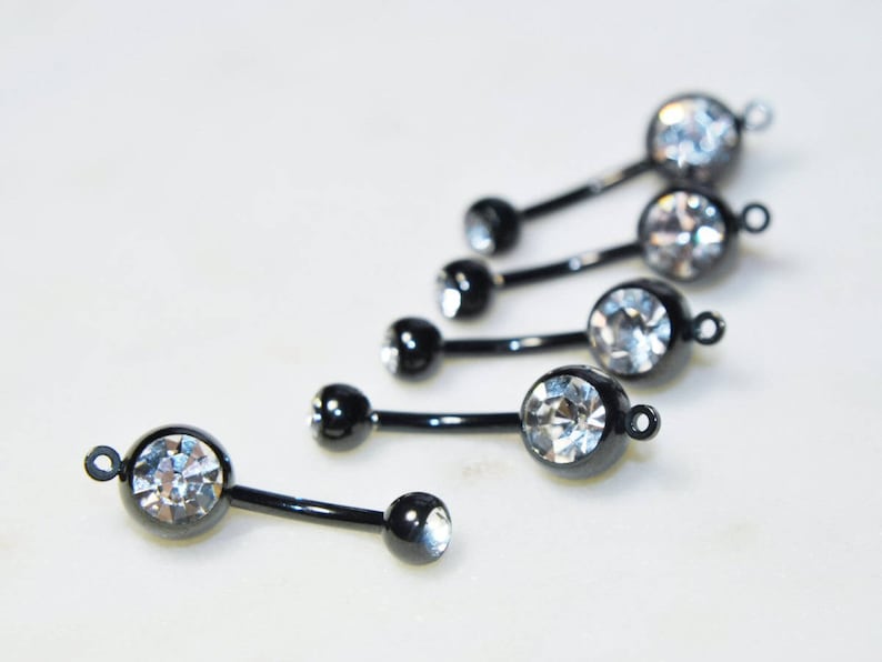50 PCS Wholesale Lot 14G Clear Double CZ Gem Steel Belly Navel Ring Body Jewelry
