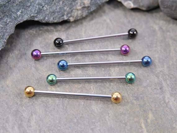 Pendientes De Cartílago Barbell Industrial: 4 Unidades, Acero Quirúrgico, Plata, 38 Mm