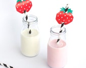 Paper Straws with Strawberry Decorations