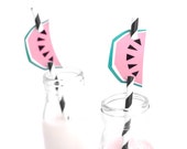 Paper Straws with Watermelon Decorations