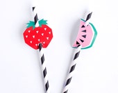 Paper Straws with Mixed Fruit Decorations
