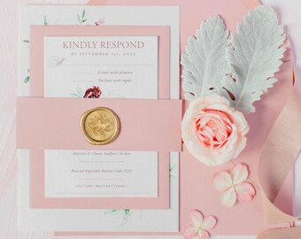 Dusty Rose Wedding Invitation – Pink Wedding Invitation Suite – Blush Wedding Invite – Minimalist Wedding Invite – Modern Invitation Card