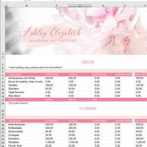 Wedding Guest List Organizer and Budget Tracker, Wedding Tracker, Budget spreadsheet, image 8