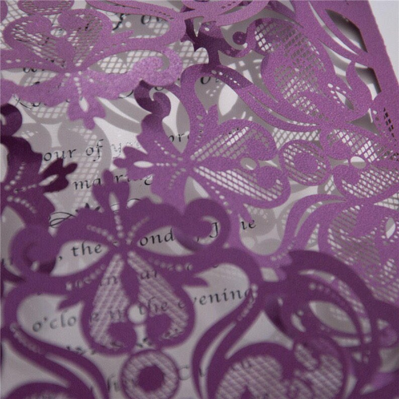 Laser Cut Wedding Invitation Purple Laser Cut Wedding | Etsy