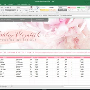 Wedding Guest list tracker, Wedding Guest List Organizer, Guest list spreadsheet, Wedding Excel Sheet Digital Download Instant Access image 9