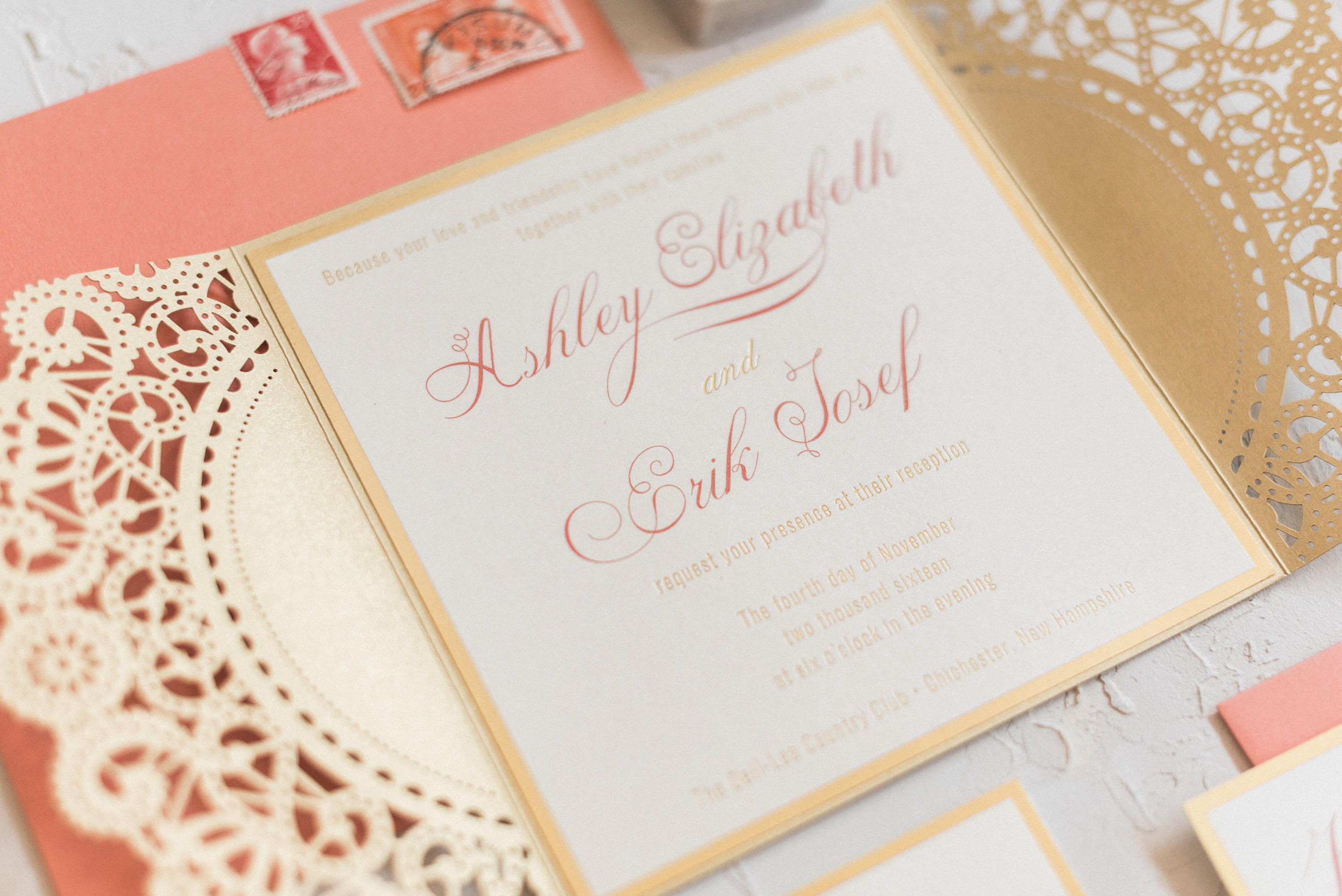 Laser Cut Wedding Invitations – Laser Cut Invitation Suite – Gate Wedding  Card – Coral and Gold Wedding Invites – Luxury Wedding Invitation - Etsy, image size:3000x2003