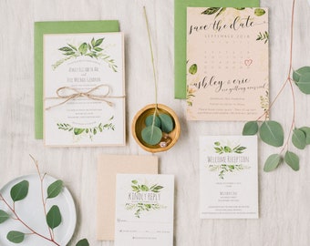 Eucalyptus Wedding Invitation – Greenery Botanical Invite Suite