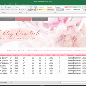 Wedding Guest list tracker, Wedding Guest List Organizer, Guest list spreadsheet, Wedding Excel Sheet Digital Download Instant Access image 5