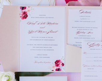 Custom Pocket Wedding Invitation Suite – Tri Fold Design