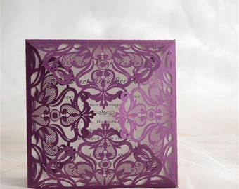 Laser Cut Wedding Invitation - Purple Laser Cut Wedding Invitation (Pockets only)