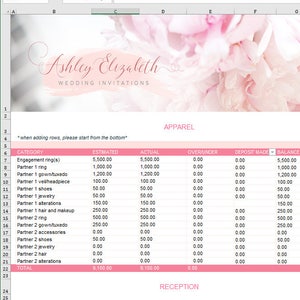 Wedding Guest List Organizer and Budget Tracker, Wedding Tracker, Budget spreadsheet, image 7