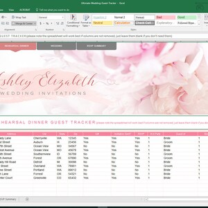 Wedding Guest List Organizer and Budget Tracker, Wedding Tracker, Budget spreadsheet, image 3