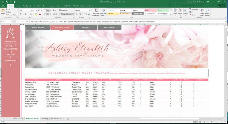 Wedding Guest List Organizer and Budget Tracker, Wedding Tracker, Budget spreadsheet, image 3